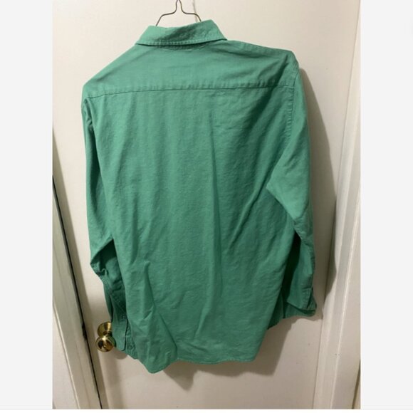 Linea Rosso Signature Button Shirt Mens Large Green Linen Cotton Blend - Picture 2 of 6